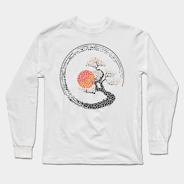 Dot Art Enso Circle and Bonsai Tree Long Sleeve T-Shirt by Nartissima